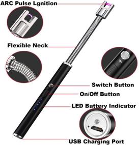 img 3 attached to 🔥 NEOYARDE Electric Arc Lighter: 360° Flexible Longer Neck, LED Battery Display, USB Rechargeable - Ideal for Candle, BBQ, Camping, Fireworks