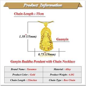 img 3 attached to Xusamss Фэшн: Изысканный ожерелье Гуань Инь Будды покрытое позолотой 8К, 22 дюйма - идеальное сочетание элегантности и духовности.