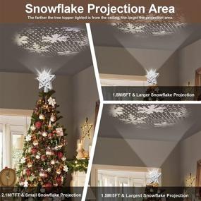 img 1 attached to 🌟 Shining Holiday Spirit: Jimwey Lighted Christmas Star Tree Topper with Rotating White LED Snowflake Projector, Glittering 3D Hollow Sliver Star Treetop for Festive Tree Decoration. Bonus: Extra Christmas Stockings!