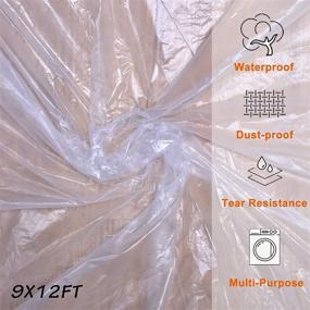 img 3 attached to Oiyeefo Clear Plastic Sheeting Drop Cloths for Painting - 5 Pack 9x12ft Tarp for Waterproof and Dustproof Furniture Cover, Floor & Wall Protection Film (0.3mil Tear-resistant)