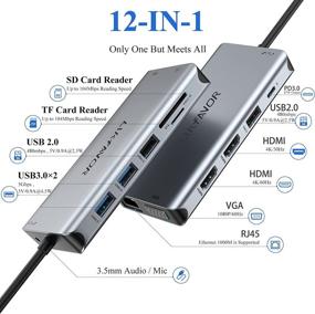 img 3 attached to 🔌 LIKFAVOR 12-in-1 USB C Hub: Dual 4K HDMI, VGA, Ethernet, USB 3.0/2.0, 100W PD, SD/TF Card Reader - MacBook/Pro/Air Compatible!