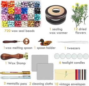 img 3 attached to 💌 Artcome Sealing Wax Kit: 720 Wax Seal Beads, Sealing Wax Warmer, Wax Stamp, Metallic Pen for Wax Seal, Melting Spoon - Perfect for Wedding Invitations, Thank You Cards, Party Invitations