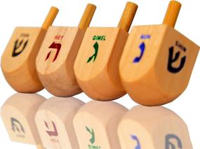 img 1 attached to 🔔 Dreidel Game for Chanukah: 4 Natural Wooden Draydels with Instructions Included - Let's Play Dreidel!