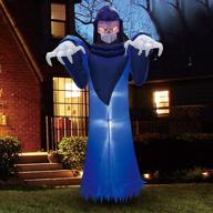 🎃 joiedomi halloween 8 ft inflatable spooky warlock with led lights - perfect for indoor and outdoor halloween party decor, yard, garden, lawn decorations logo