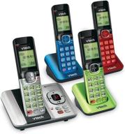 📞 vtech cs6529-4b dect 6.0 cordless phone set - 4 handsets with answering system, caller id, expandable up to 5, wall-mountable - blue/green/red/silver logo