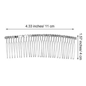 img 1 attached to Silver Wedding Hair Comb Clip - Set of 10 Metal Wire Veil Combs with 30 Teeth