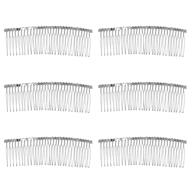 silver wedding hair comb clip - set of 10 metal wire veil combs with 30 teeth logo