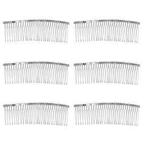 img 2 attached to Silver Wedding Hair Comb Clip - Set of 10 Metal Wire Veil Combs with 30 Teeth