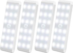 img 4 attached to 💡 Lightbiz LED Closet Light: Rechargeable Motion Sensor Night Bar for Stairs, Wardrobe, Kitchen - 4 Pack