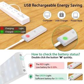 img 3 attached to 💡 Lightbiz LED Closet Light: Rechargeable Motion Sensor Night Bar for Stairs, Wardrobe, Kitchen - 4 Pack