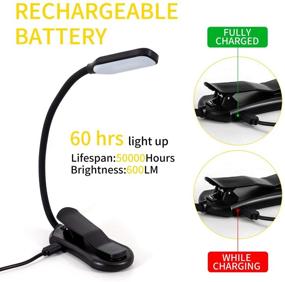 img 2 attached to 📚 BekaTech Rechargeable Book Light, 7 LED Reading Light with Adjustable 9-Level Warm Cool White Daylight, Flexible Clip On Reading Lamp, Eye-Protective Soft Table Light for Night Reading in Bed (Black)