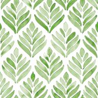 🌷 haokhome 96031-1 watercolor tulip leaves peel and stick wallpaper - green/white removable home wall decor логотип