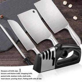 img 1 attached to 🔪 4-Stage Kitchen Knife and Scissor Sharpener – Quickly Restore Blades with Food Safety Cut Resistant Glove – Gray