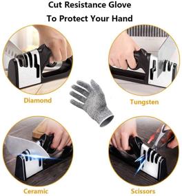 img 2 attached to 🔪 4-Stage Kitchen Knife and Scissor Sharpener – Quickly Restore Blades with Food Safety Cut Resistant Glove – Gray