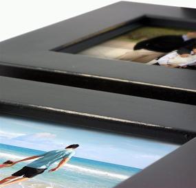 img 3 attached to 🖼️ MyBarnwoodFrames - Lightly Distressed Collage Set: 3 Black Wood Picture Frames with Hanging Ribbon (5x7 Size, Portrait-Landscape-Portrait Arrangement)