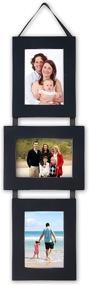 img 4 attached to 🖼️ MyBarnwoodFrames - Lightly Distressed Collage Set: 3 Black Wood Picture Frames with Hanging Ribbon (5x7 Size, Portrait-Landscape-Portrait Arrangement)