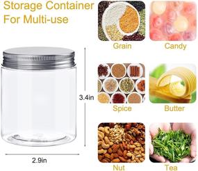 img 3 attached to 24 Pack of 8 OZ Clear Plastic Jars with Aluminum Lids by Crazystorey - Ideal for Kitchen and Household Food Storage, Dry Goods, Creams, and More - Includes Extra Label and Pen