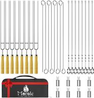 🔥 morole 33pcs grilling metal skewers: 16" stainless steel, reusable bbq skewers with corn forks & cloth bag logo