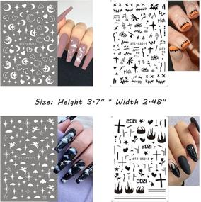 img 2 attached to 🔥 Flame Cloud Moon Nail Art Stickers - 8 Sheets, Cute Pattern, Self-Adhesive Decals for DIY Toenails, Manicure Decorations, Women's & Men's Nail Tattoos