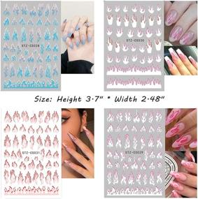 img 3 attached to 🔥 Flame Cloud Moon Nail Art Stickers - 8 Sheets, Cute Pattern, Self-Adhesive Decals for DIY Toenails, Manicure Decorations, Women's & Men's Nail Tattoos