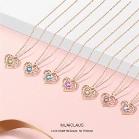 img 1 attached to 18K Gold Plated Birthstone Crystal Love Heart Necklace - MUAIOLAUS Women Necklaces with Cubic Zirconia for Mother's Day, Birthday, Gifts for Mom, Women, Wife, Girls, Her