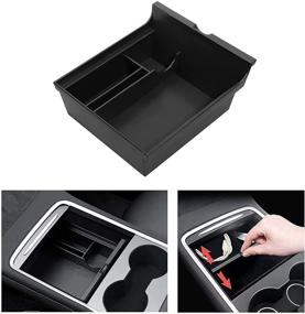 img 4 attached to 🚗 Chirano 2021 Tesla Model 3/Y Center Console Organizer Tray - Armrest Storage Box, Hidden Cubby Drawer, ABS Material - Tesla Accessories 2021