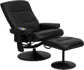 img 1 attached to 🪑 Relax and Unwind with the Flash Furniture Massaging Multi-Position Recliner: Black LeatherSoft, Side Pocket, and Ottoman Included