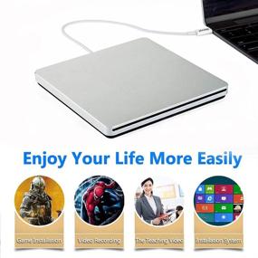 img 1 attached to 📀 Портативный внешний привод CD DVD Ploveyy USB-C Superdrive - проигрыватель, считыватель, записыватель CD/DVD носителей для Mac MacBook Pro Air iMac, Windows 10 ноутбука и ПК - Серебристый