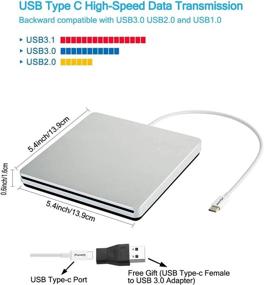 img 3 attached to 📀 Портативный внешний привод CD DVD Ploveyy USB-C Superdrive - проигрыватель, считыватель, записыватель CD/DVD носителей для Mac MacBook Pro Air iMac, Windows 10 ноутбука и ПК - Серебристый