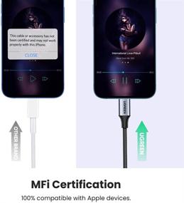 img 2 attached to 🎧UGREEN Apple с сертификацией MFi переходник Lightning на 3,5 мм - адаптер для наушников для iPhone, совместим с iPhone 13 Mini, 12 Pro, SE, 11 Pro Max, X, XR, XS, 8, 8P - серый