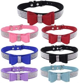 img 2 attached to 🐶 Dogs Kingdom Velvet Bow Tie Collar: Long Length, Cute Pet Dog, Crystal Rhinestone Necklace - Adjustable 10"-24