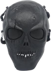 img 4 attached to 🎭 Ecloud Shop Black Army Skull Skeleton Airsoft Paintball BB Gun Game Face Mask DIY Mask Personality | Free Design for Halloween