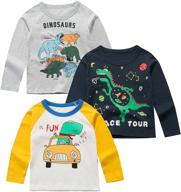 🦖 dress up your little explorer with kumary toddler t shirt crewneck dinosaurs: a perfect addition to boys' clothing in tops, tees & shirts logo