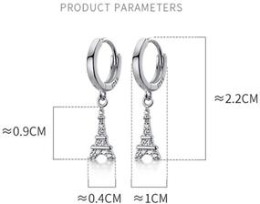 img 2 attached to 🗼 S925 Sterling Silver Fashion Eiffel Tower Drop Hoop Earrings with Cubic Zirconia Crystals: Stylish Dangling Charms for Women and Girls with Sensitive Ears