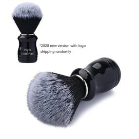 img 3 attached to 🧔 High-Density Knot Synthetic Shaving Brush with Resin Handle - 21mm (Black)