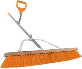 img 2 attached to 🔨 ERGIESHOVEL ERG-PSHB24 - 54 Steel Impact Resistant Push Broom, 56 Shaft, 24-Inch Broom, w/Patented Ergonomic Second Handle - Gray/Orange for Indoor/Outdoor Use