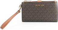 👜 michael kors jet set travel double zip wristlet - signature pvc: stylish and functional accessory for on-the-go convenience logo