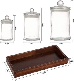 img 2 attached to Premium Quality Small Glass Apothecary Jars Set - 3 PC with Lids, Tray Included - Bathroom Vanity Organizer Canisters for Cotton Balls, Swabs, Makeup Sponges, Bath Salts, Q-Tips