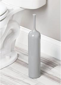 img 3 attached to 🚽 mDesign Gray Compact Plastic Toilet Bowl Brush and Holder - Sturdy, Deep Cleaning, Freestanding Bathroom Organizer"