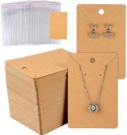 🛍️ набор для украшений miahart 150 шт.: комплект карточек и сумочек для ушных сережек: diy крафт-бумага для впечатляющего демонстрации украшений (коричневый) логотип