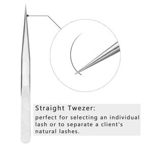 img 2 attached to 👀 Professional Eyelash Extension Tweezers Set: VETUS Straight Pointer & J Curved Tweezers for Precision Lashing, Isolation & Volume Lash Extensions
