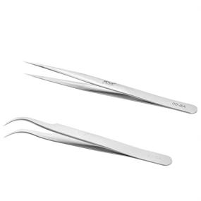 img 4 attached to 👀 Professional Eyelash Extension Tweezers Set: VETUS Straight Pointer & J Curved Tweezers for Precision Lashing, Isolation & Volume Lash Extensions