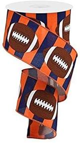 img 2 attached to Football Striped Wired Ribbon Orange