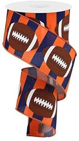 img 1 attached to Football Striped Wired Ribbon Orange