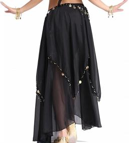 img 1 attached to ZLTdream Women's Belly Dance Chiffon Skirt with Shimmering Coins