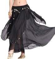 zltdream women's belly dance chiffon skirt with shimmering coins logo