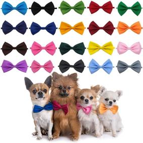 img 4 attached to YUEPET 20PCS Adjustable Pet Dog Bow Ties Collar: Stylish Neck Bows in 20 Colors for Small/Medium Dogs and Cats - Ideal Pet Accessories for Christmas, Birthdays, and Photography!