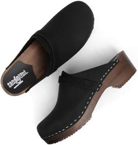 img 1 attached to Leather Men's Shoes: Sandgrens Swedish Wooden Clogs in Mules & Clogs