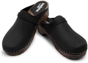 img 2 attached to Leather Men's Shoes: Sandgrens Swedish Wooden Clogs in Mules & Clogs