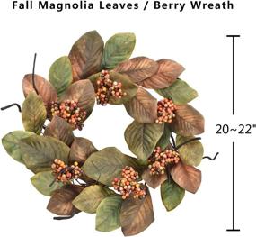 img 1 attached to 🍂 Cloris Art Fall Door Wreaths - Artificial Magnolia Leaves and Berry Decor, 20-22 Inch Green Thanksgiving Wreath for Farmhouse Home Window Wall Decoration